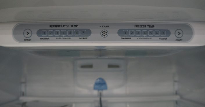 Inside the fresh food compartment, you can easily make temperature adjustments to the fridge or freezer.